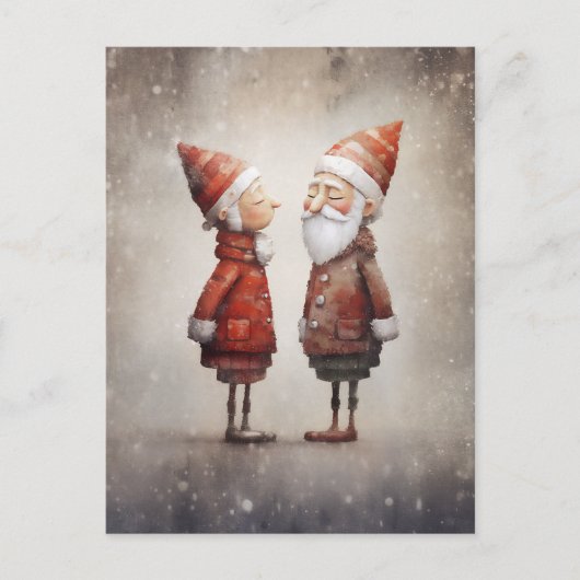 Whimsical Mrs. & Mr. Claus Cartoon Postkarte (Vorderseite)