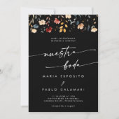 Whimsical Multicolor Wildflower Spanische Hochzeit Einladung (Vorderseite)