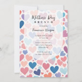 Whimsical Multicolored Hearts Mothers Day Party Einladung (Vorderseite)