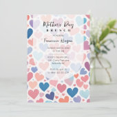Whimsical Multicolored Hearts Mothers Day Party Einladung (Stehend Vorderseite)