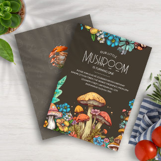 Whimsical Mushroom 1. Geburtstagskarte Kinder lade Einladung
