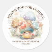 Whimsical Mushroom Baby Dusche Runder Aufkleber (Vorderseite)
