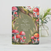Whimsical Mushroom Baby Shower Einladung (Stehend Vorderseite)