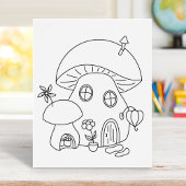 Whimsical Mushroom Coloring Page Poster