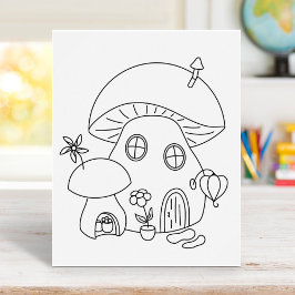 Whimsical Mushroom Coloring Page Poster