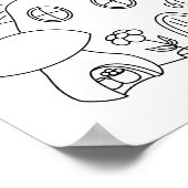 Whimsical Mushroom Coloring Page Poster (Ecke)