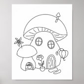 Whimsical Mushroom Coloring Page Poster (Vorne)