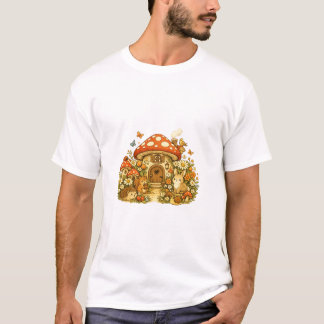 "Whimsical Mushroom Cottage Animals T-Shirt