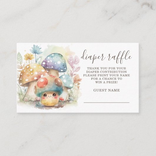 Whimsical Mushroom Diaper Raffle Begleitkarte (Vorderseite)