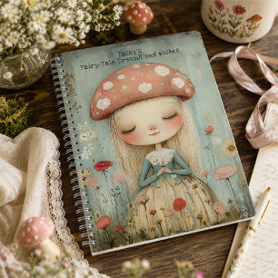 Whimsical Mushroom Faia in einer Blume Meadow Cust Notizblock