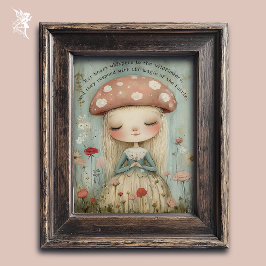 Whimsical Mushroom Faia in einer Blume Wiesen Kuns Poster