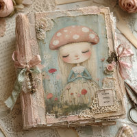 Whimsical Mushroom Faia in einer Blume Wiesen Kuns