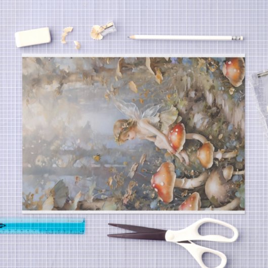 Whimsical Mushroom Fairy Decoupage Seidenpapier (Handwerk)