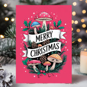 Whimsical Mushroom Frohe Weihnachten Rosa
