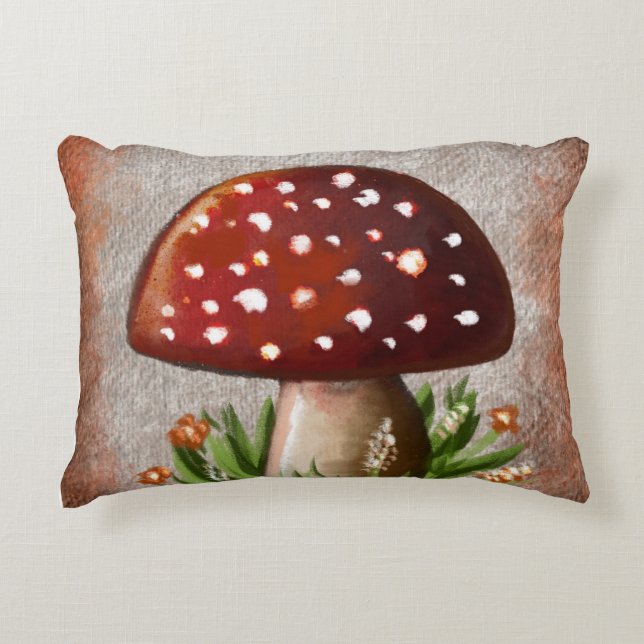 Whimsical Mushroom & Fungi Motif – Nature-Inspired Dekokissen (Vorderseite)