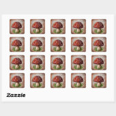 Whimsical Mushroom & Fungi Motif – Nature-Inspired Quadratischer Aufkleber (Blatt)