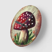 Whimsical Mushroom & Fungi Motif – Nature-Inspired Runde Wanduhr (Winkel)