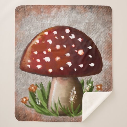 Whimsical Mushroom & Fungi Motif – Nature-Inspired Sherpadecke (Vorderseite)