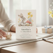 Whimsical Mushroom Garden Bunny First Birthday  Einladung