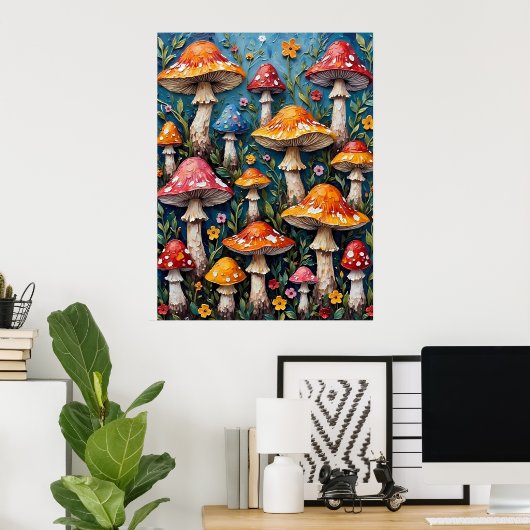 Whimsical Mushroom Garden Poster (Heimbüro)