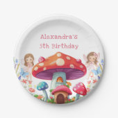 Whimsical Mushroom Girl Fairy Geburtstagsparty Pappteller (Vorderseite)