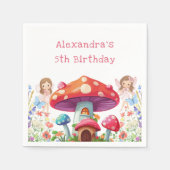 Whimsical Mushroom Girl Fairy Geburtstagsparty Serviette (Vorderseite)
