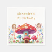 Whimsical Mushroom Girl Fairy Geburtstagsparty Serviette (Vorderseite)
