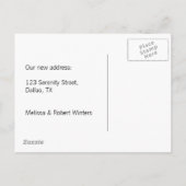 Whimsical Mushroom House Wir bewegten uns Ankündigungspostkarte (Rückseite)