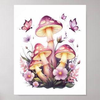 Whimsical Mushroom Meadow - Verzaubertes Naturepos Poster