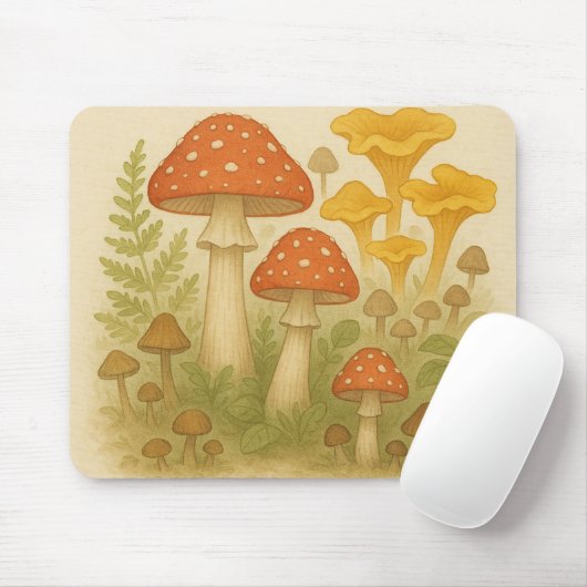 Whimsical Mushroom Mouse Pad - Cocktailcore Mousepad (Mit Mouse)