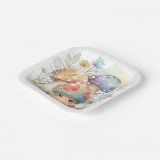 Whimsical Mushroom Pappteller (Gewinkelt)