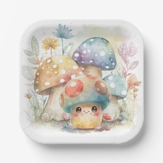 Whimsical Mushroom Pappteller (Vorderseite)
