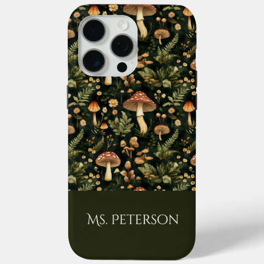 Whimsical Mushroom Pattern Individuelle Name Case-Mate iPhone Hülle (Rückseite)