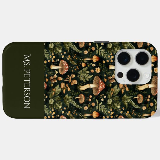 Whimsical Mushroom Pattern Individuelle Name Case-Mate iPhone Hülle (Rückseite (Horizontal))