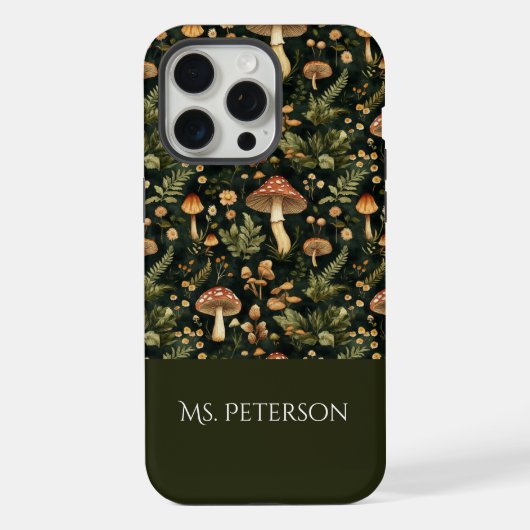 Whimsical Mushroom Pattern Individuelle Name iPhone Hülle (Rückseite)