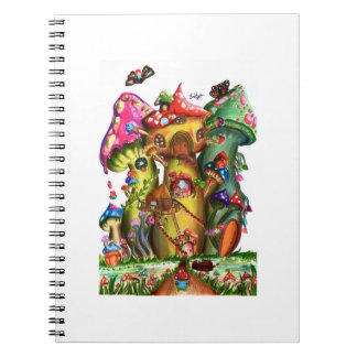Whimsical Mushroom Village Fantasy Artwork Notizblock