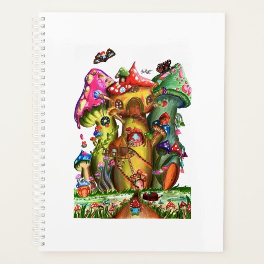 Whimsical Mushroom Village Fantasy Artwork Planer (Vorderseite)
