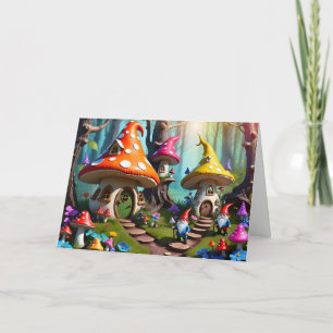 Whimsical Mushroom Village mit Gnomen in Enchante Karte