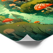 Whimsical Mushroom Village Poster (Ecke)