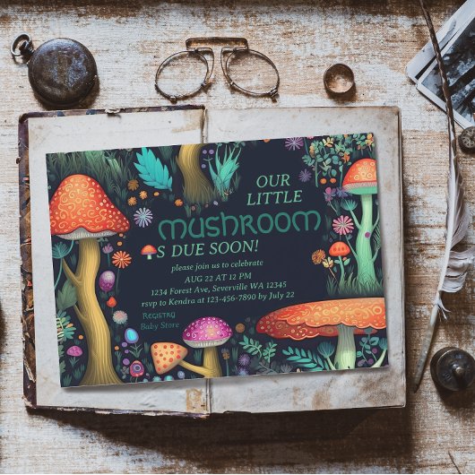 Whimsical Mushroom Woodland Forest Baby Dusche Einladung