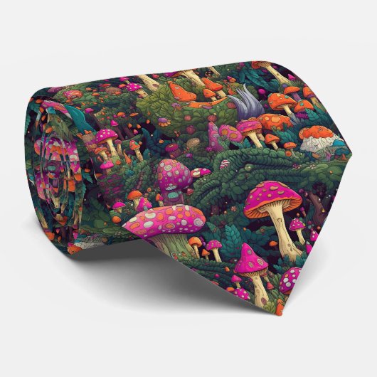 Whimsical Mushrooms Necktie Krawatte (Gerollt)