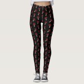 Whimsical Mushrooms Red And Black Pattern Leggings (Vorderseite)
