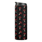 Whimsical Mushrooms Red And Black Pattern Thermosbecher (Nach rechts gedreht)