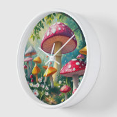 Whimsical Mushrooms verzauberter Wald Uhr (Winkel)