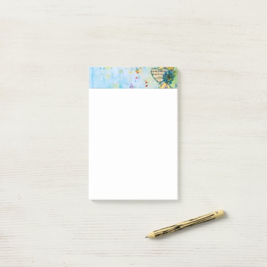 Whimsical Musical Painted Heart Header Post-it Klebezettel (Auf Schreibtisch)