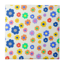 Whimsical Mustard & Black Floral Retro fröhlich