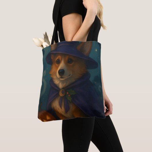 Whimsical Mystical Corgi verzauberter Mondlichtwal Tasche (Von Nahem)