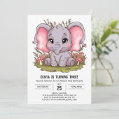 Whimsical Mystical Elephant Digital Geburtstag Einladung (Stehend Vorderseite)