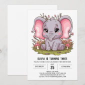 Whimsical Mystical Elephant Digital Geburtstag Einladung (Vorne/Hinten)