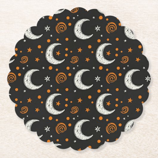Whimsical Nachthimmel Halbmond Halloween Untersetzer (Vorderseite)